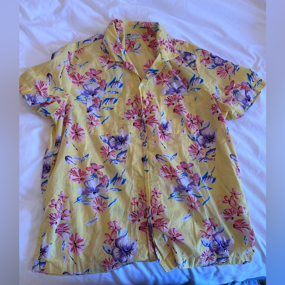 Floral J Crew Camp Collar Shirt